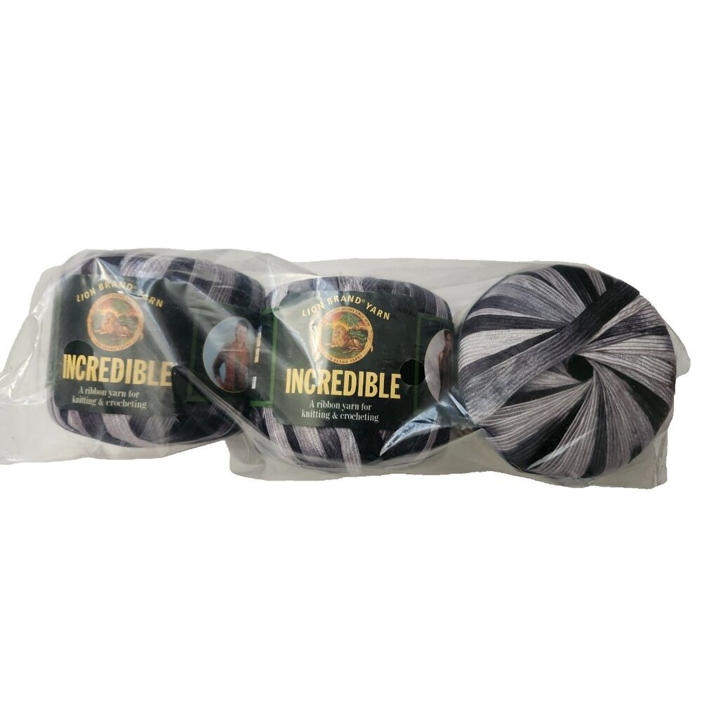 Lion Brand 3 Vintage Ribbon Yarn #204 Accent Black Turkey